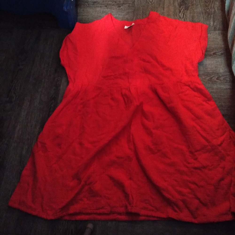 Universal Thread Womens A Line Dress Orange Pockets V Neck Short Sleeve